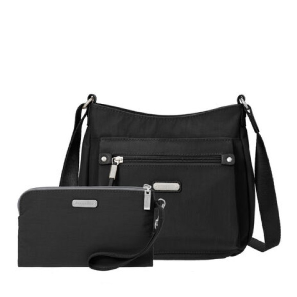 NWT $80 Baggallini Black Crossbody Bag and RIFD Phone Wristlet
